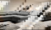 Coltar extensibil dreapta 4 locuri ELTAP, RT-04FL, Noble, 255x201x100 cm, lemn/poliester, gri