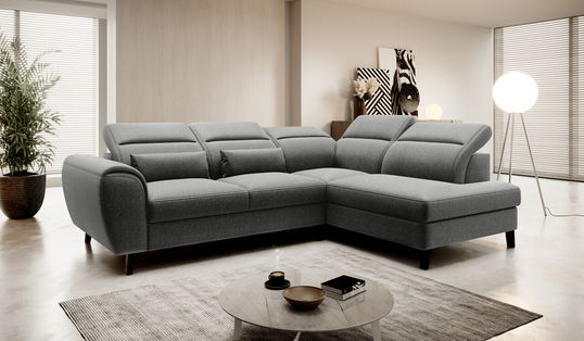 Coltar extensibil dreapta 4 locuri ELTAP, RT-04FL, Noble, 255x201x100 cm, lemn/poliester, gri