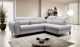 Coltar extensibil dreapta 4 locuri ELTAP, RT-04GO, Noble, 255x201x100 cm, lemn/poliester, gri deschis