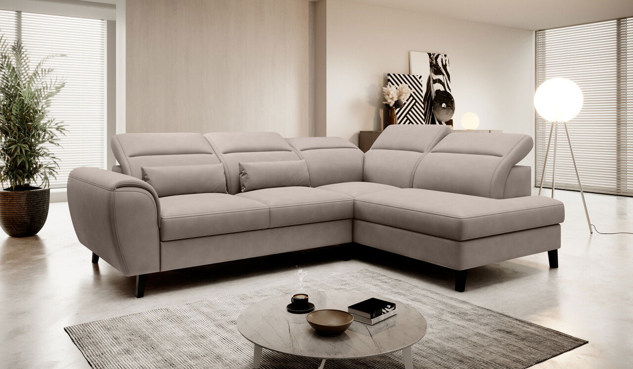 Coltar extensibil dreapta 4 locuri ELTAP, RT-07PO, Noble, 255x201x100 cm, lemn/poliester, bej