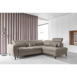 Coltar extensibil dreapta 4 locuri ELTAP, RT-07SAV, Noble, 255x201x100 cm, lemn/poliester, bej inchis