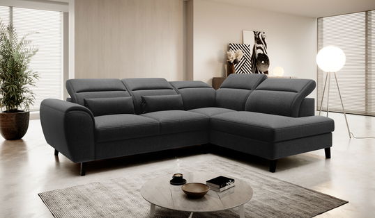 Coltar extensibil dreapta 4 locuri ELTAP, RT-10FL, Noble, 255x201x100 cm, lemn/poliester, negru