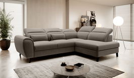 Coltar extensibil dreapta 4 locuri ELTAP, RT-18VER, Noble, 255x201x100 cm, lemn/poliester, bej inchis