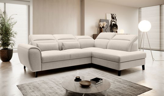 Coltar extensibil dreapta 4 locuri ELTAP, RT-22IN, Noble, 255x201x100 cm, lemn/poliester, bej deschis