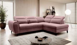 Coltar extensibil dreapta 4 locuri ELTAP, RT-24VE, Noble, 255x201x100 cm, lemn/poliester, roz