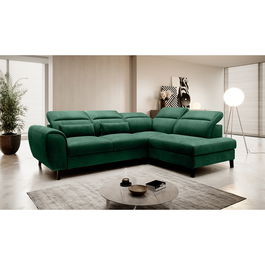Coltar extensibil dreapta 4 locuri ELTAP, RT-35NU, Noble, 255x201x100 cm, lemn/poliester, verde inchis