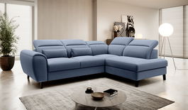 Coltar extensibil dreapta 4 locuri ELTAP, RT-40GO, Noble, 255x201x100 cm, lemn/poliester, albastru