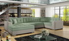 Coltar extensibil stanga 5 locuri ELTAP, Damario, 338x189x78 cm, lemn/poliester, verde menta/gri
