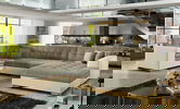 Coltar extensibil dreapta 5 locuri ELTAP, Damario, 338x189x78 cm, lemn/poliester, bej inchis/bej deschis