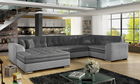 Coltar extensibil stanga 5 locuri ELTAP, Damario, 338x189x78 cm, lemn/poliester, gri inchis/gri deschis