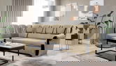 Coltar extensibil stanga 3 locuri ELTAP, L-037, Lord, 243x180x112 cm, lemn/poliester, maro deschis/negru