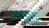Coltar extensibil dreapta 3 locuri ELTAP, L-071, Lord, 243x180x112 cm, lemn/poliester, verde inchis/negru
