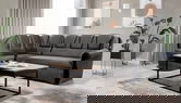 Coltar extensibil stanga 3 locuri ELTAP, L-084, Lord, 243x180x112 cm, lemn/poliester, gri/negru