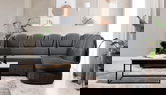 Coltar extensibil dreapta 3 locuri ELTAP, L-087, Lord, 243x180x112 cm, lemn/poliester, gri inchis/negru