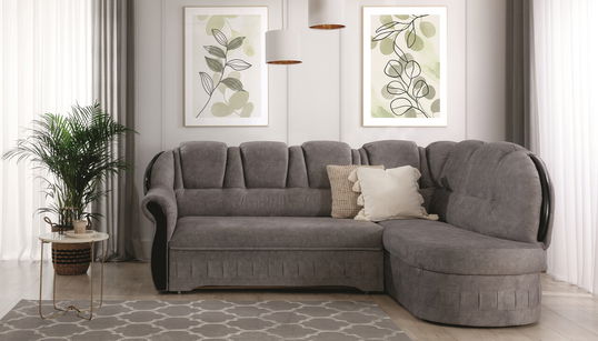 Coltar extensibil dreapta 3 locuri ELTAP, L-048, Lord, 243x180x112 cm, lemn/poliester, gri/negru