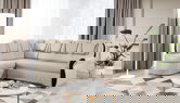 Coltar extensibil stanga 3 locuri ELTAP, L-055, Lord, 243x180x112 cm, lemn/poliester, crem/negru