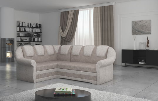 Coltar extensibil stanga 3 locuri ELTAP, LII-004, Lord II, 243x195x112 cm, lemn/poliester, bej/bej deschis