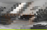 Coltar extensibil stanga 3 locuri ELTAP, LII-014, Lord II, 243x195x112 cm, lemn/poliester, maro inchis/maro
