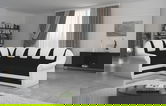 Coltar extensibil stanga 3 locuri ELTAP, LII-020, Lord II, 243x195x112 cm, lemn/poliester, negru/alb