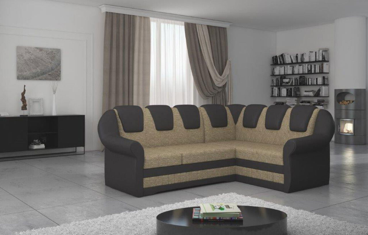 Coltar extensibil dreapta 3 locuri ELTAP, LII-037, Lord II, 243x195x112 cm, lemn/poliester, bej inchis/maro inchis