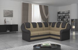 Coltar extensibil dreapta 3 locuri ELTAP, LII-037, Lord II, 243x195x112 cm, lemn/poliester, bej inchis/maro inchis