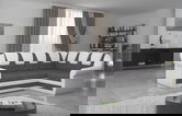 Coltar extensibil dreapta 3 locuri ELTAP, LII-038, Lord II, 243x195x112 cm, lemn/poliester, gri inchis/alb