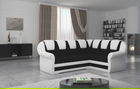 Coltar extensibil dreapta 3 locuri ELTAP, LII-039, Lord II, 243x195x112 cm, lemn/poliester, negru/alb