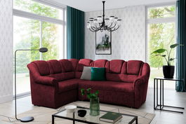 Coltar extensibil stanga 3 locuri ELTAP, LII-091, Lord II, 243x195x112 cm, lemn/poliester, rosu inchis