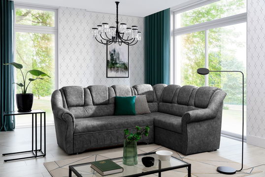 Coltar extensibil dreapta 3 locuri ELTAP, LII-094, Lord II, 243x195x112 cm, lemn/poliester, gri
