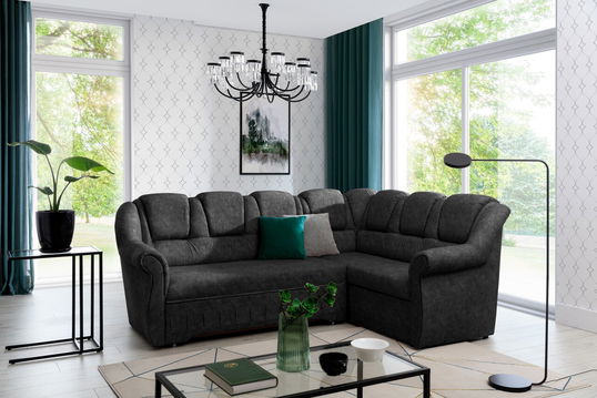 Coltar extensibil dreapta 3 locuri ELTAP, LII-096, Lord II, 243x195x112 cm, lemn/poliester, gri inchis