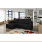 Coltar extensibil reversibil 3 locuri ELTAP, Livio, 237x150x72 cm, lemn/poliester, negru