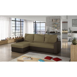 Coltar extensibil reversibil 3 locuri ELTAP, Livio, 237x150x72 cm, lemn/poliester, bej/maro inchis