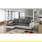 Coltar extensibil reversibil 3 locuri ELTAP, Livio, 237x150x72 cm, lemn/poliester, gri inchis/alb