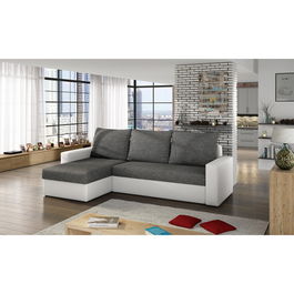 Coltar extensibil reversibil 3 locuri ELTAP, Livio, 237x150x72 cm, lemn/poliester, gri inchis/alb