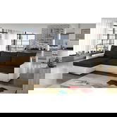 Coltar extensibil reversibil 3 locuri ELTAP, Livio, 237x150x72 cm, lemn/poliester, negru/alb