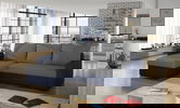 Coltar extensibil reversibil 3 locuri ELTAP, Livio, 237x150x72 cm, lemn/poliester, gri inchis/albastru inchis