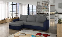 Coltar extensibil reversibil 3 locuri ELTAP, Livio, 237x150x72 cm, lemn/poliester, gri inchis/albastru inchis