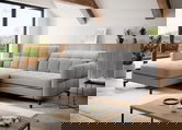 Coltar extensibil stanga 3 locuri ELTAP, Lore-112, Lorelle, 225x160x105 cm, lemn/poliester, gri deschis