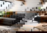 Coltar extensibil stanga 3 locuri ELTAP, Lore-144, Lorelle, 225x160x105 cm, lemn/poliester, negru