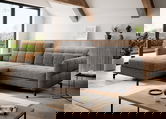 Coltar extensibil stanga 3 locuri ELTAP, Lore-145, Lorelle, 225x160x105 cm, lemn/poliester, gri