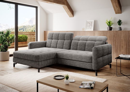 Coltar extensibil stanga 3 locuri ELTAP, Lore-145, Lorelle, 225x160x105 cm, lemn/poliester, gri