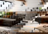 Coltar extensibil dreapta 3 locuri ELTAP, Lore-147, Lorelle, 225x160x105 cm, lemn/poliester, bej inchis