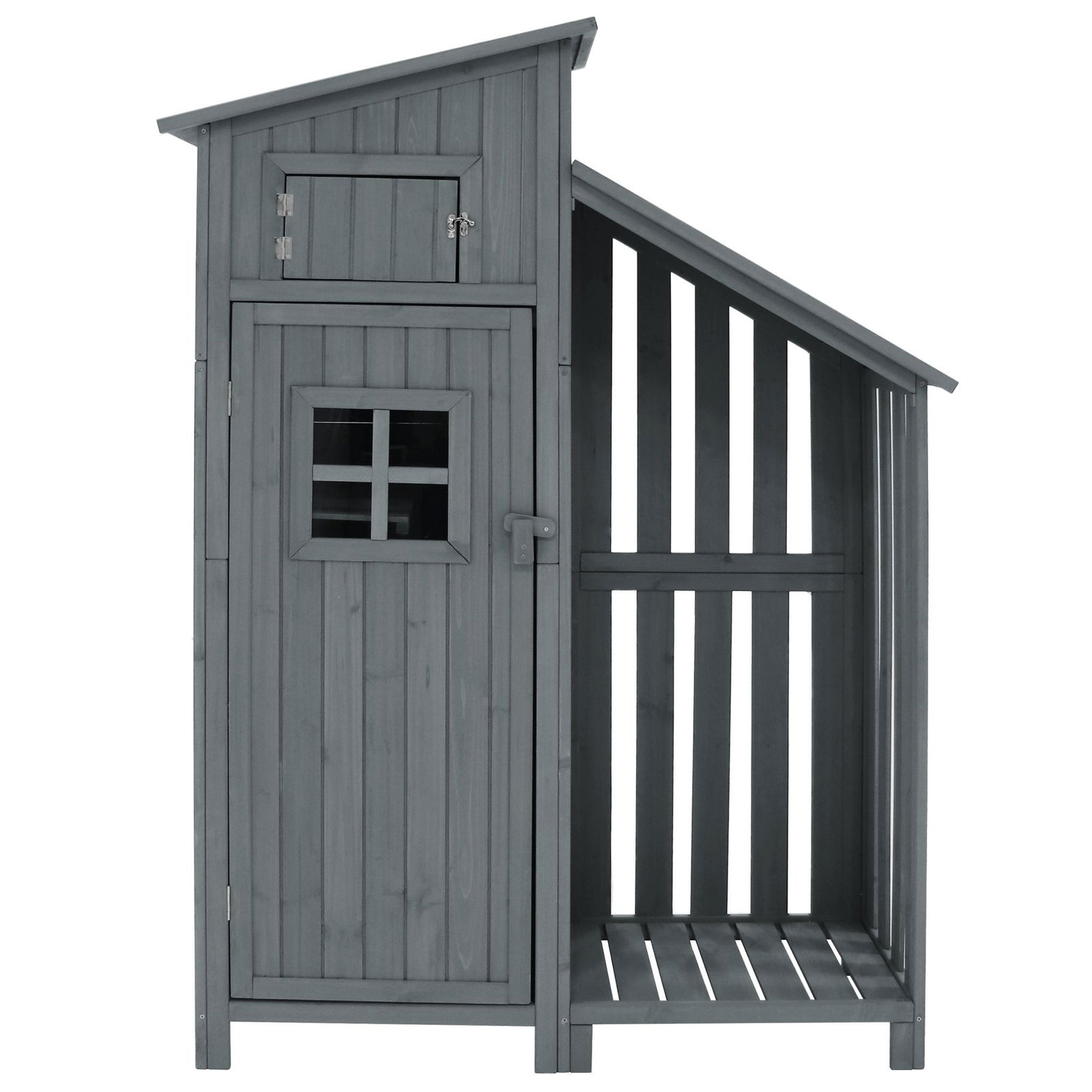 Dulap de grădină cu 2 rafturi, magazie de unelte cu spațiu de depozitare mare, 124L x 46P x 174Î cm, Gri