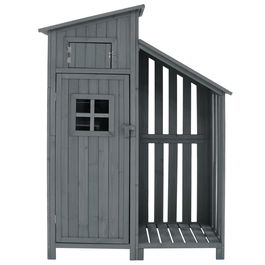 Dulap de grădină cu 2 rafturi, magazie de unelte cu spațiu de depozitare mare, 124L x 46P x 174Î cm, Gri