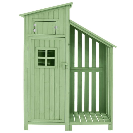 Dulap de grădină cu 2 rafturi, magazie de unelte cu spațiu mare de depozitare, 124 × 46 × 174 cm, Verde