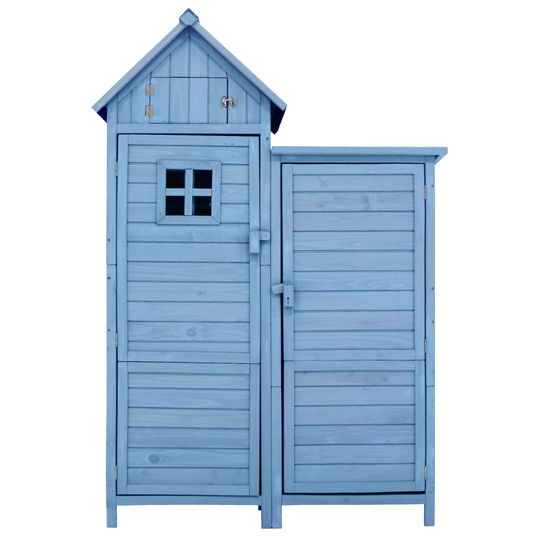 Dulap de grădină cu 2 rafturi, magazie de unelte cu spațiu mare de depozitare, 118 × 54 × 173 cm, Albastru