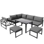 Set de mobilier de grădină din 5 piese, grup de ședere cu spătar reglabil, Negru+Gri