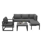 Set mobilier de grădină, cu 2 canapele, 1 canapea individuală și 1 masă, Gri