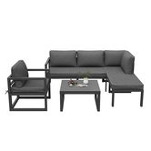 Set mobilier de grădină, cu 2 canapele, 1 canapea individuală și 1 masă, Gri