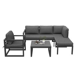 Set mobilier de grădină, cu 2 canapele, 1 canapea individuală și 1 masă, Gri